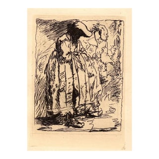 "Two Figures" Old Master Print After Rembrandt Mid 20th Century For Sale
