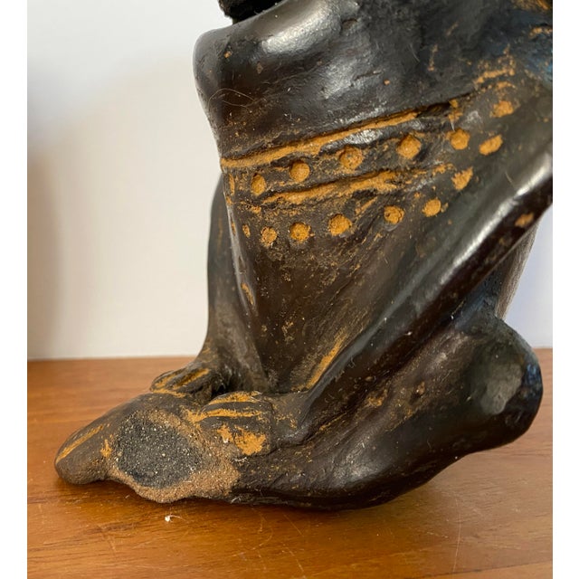 3 Brutalist Clay Figures South American Mexican Pre Columbian Style Black Ware Musical Vintage / Antique For Sale - Image 13 of 17