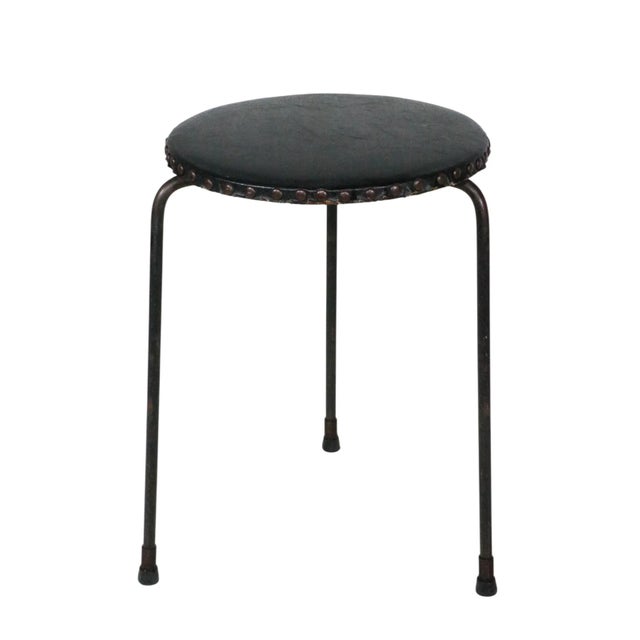 Black Wrought Iron Mid Century Stool Plant Stand Table For Sale - Image 8 of 8