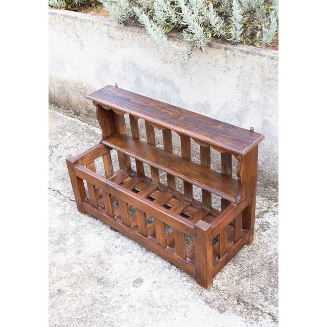 Brown Vintage French Wall Shelf in Stained Pine, 1950 For Sale - Image 8 of 8