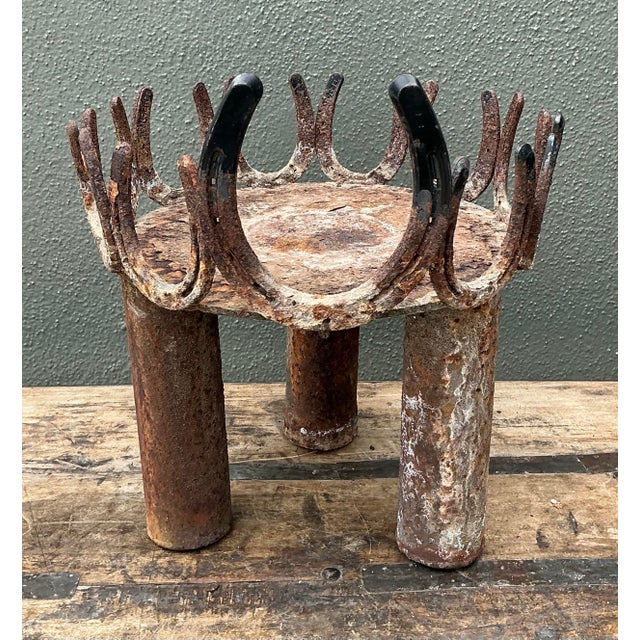 Vintage Rusty Horseshoe Plant Stand For Sale - Image 10 of 12