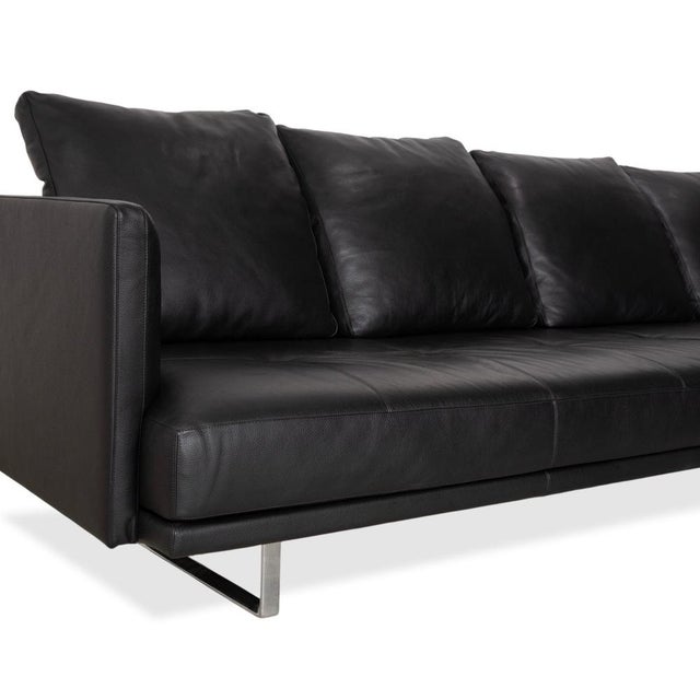 Prime Time Corner Sofa in Black Leather and Chrome from Walter Knoll / Wilhelm Knoll For Sale - Image 6 of 18