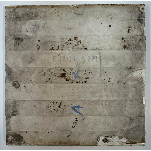 Late 19th Century, Antique, English, Glazed Ceramic Tiles With Polychrome Transfer Decoration, Set of 3 For Sale In Jacksonville, FL - Image 6 of 7