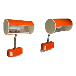 Orange Wall Lamps by Ateljé Lyktan, 1970s, Set of 2 For Sale