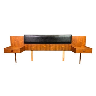 Vintage British Mid Century Modern Teak Nightstands and Headboard by Kofod Larsen for G Plan For Sale