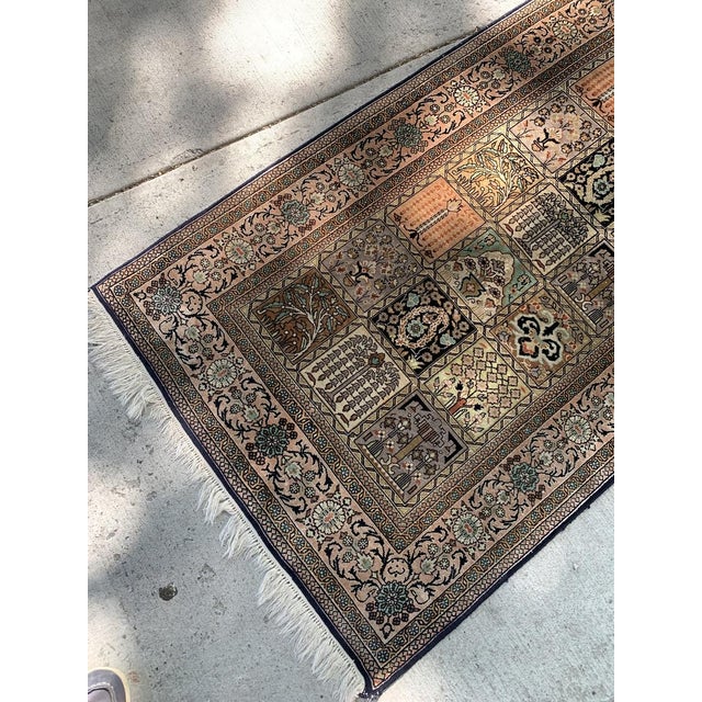 1960s 1960s, Handmade Vintage Persian Silk Qum Rug 2.5' X 4.2' For Sale - Image 5 of 5