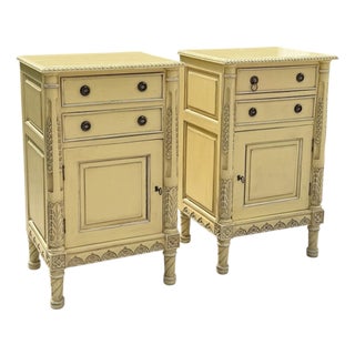 Vintage French Provincial Carved Nightstands With Locking Commode Cabinets by Agr Paris, Pair For Sale