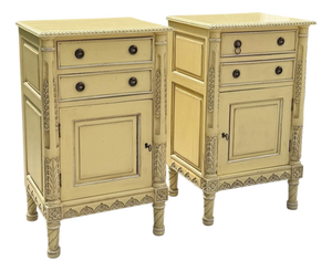 Vintage French Provincial Carved Nightstands With Locking Commode Cabinets by Agr Paris, Pair
