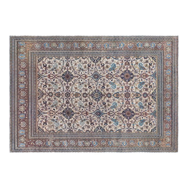 Authentic 1900s Persian Meshad Handmade Wool Rug For Sale