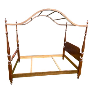 Vintage Early 1970s Cherry Poster Bed With Canopy.