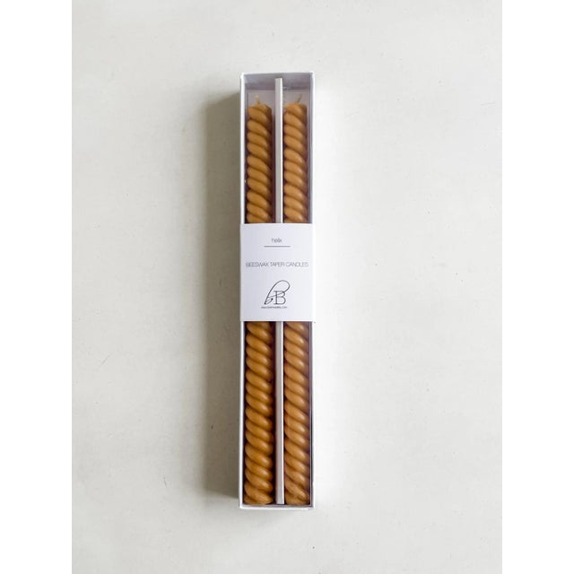 Modern Helix Taper Beeswax Candles in Oro Goldenrod - a Pair For Sale - Image 3 of 5