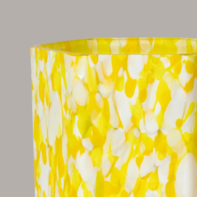 Contemporary Stories of Italy Macchia su Macchia Hex Tumblers - Ivory & Yellow, Set of 6 For Sale - Image 3 of 6