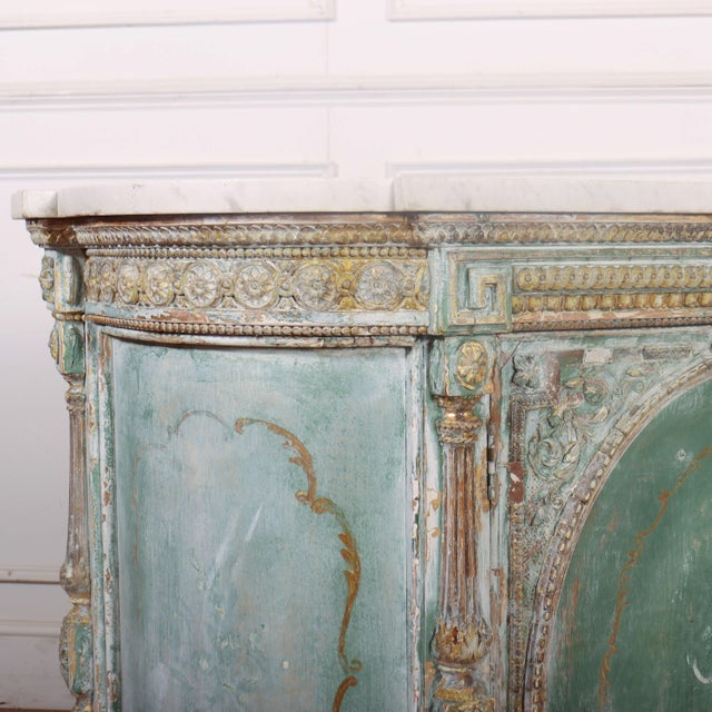 Wonderful sized 19th C original painted Italian credenza with good marble top. 1840 2.5cm thick marble This piece is...