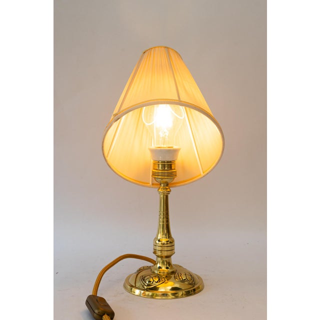Art Deco Table Lamp with Fabric Shade, Vienna, Austria, 1920s For Sale - Image 3 of 18