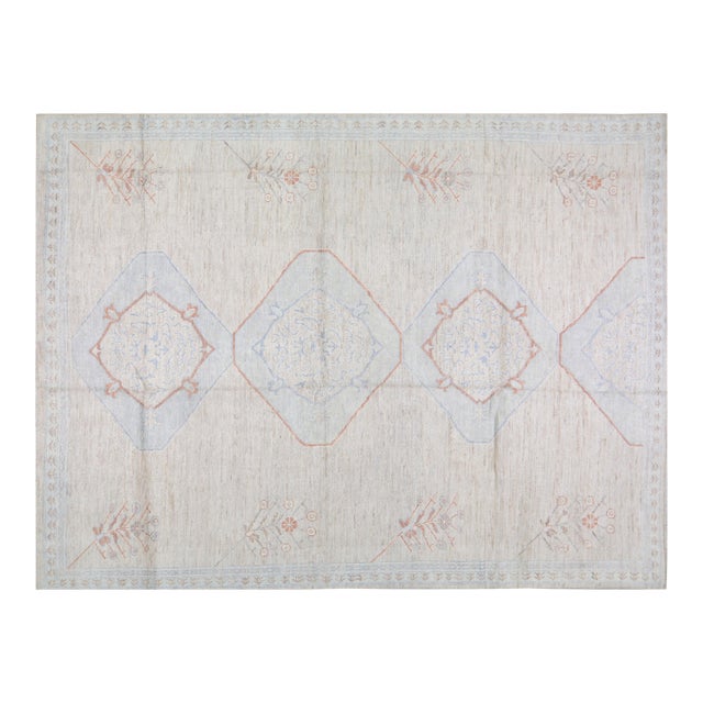 Turkish Oushak Hand Knotted Wool Rug, 8'9"x11'9" For Sale