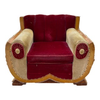 Art Deco Mohair Armchair For Sale