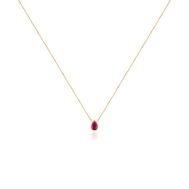 Not Yet Made - Made To Order 14k Yellow Gold Teardrop Ruby Graduation Necklace For Sale - Image 5 of 11