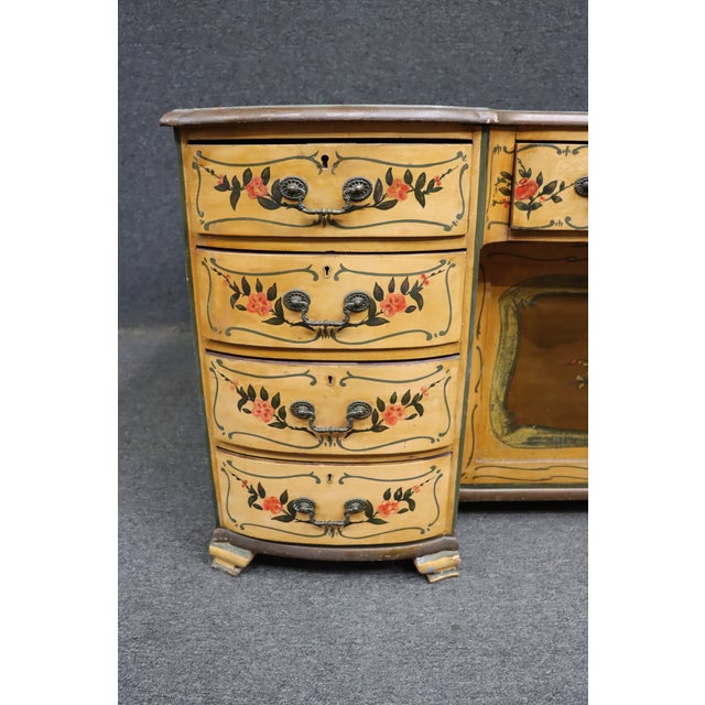 Mid 20th Century Venetian Style Hand-Painted Kneehole Desk For Sale - Image 5 of 18