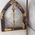 Farmhouse Rustic Farmhouse Gothic Style Arched Window Fleur-De-Lis Red Yellow Chipped Wood Hanging Wall Decor, Set of 2 For Sale - Image 3 of 14
