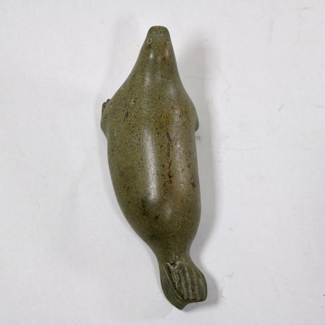 1960s Mid-Century Inuit Soapstone Carving of a Seal For Sale - Image 5 of 8