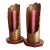 Mid 20th Century Hammered Copper Scalloped Candlestick Holders on Wood Base For Sale