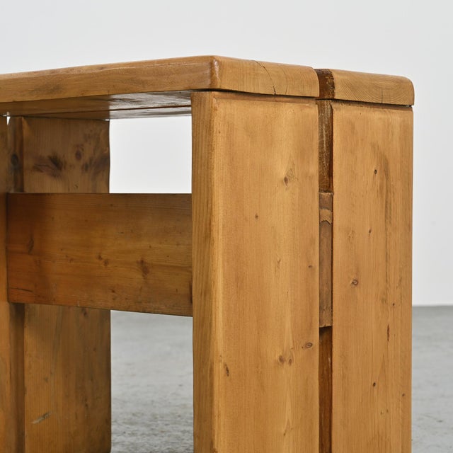 Wood Vintage Pine Stool from Les Arcs, 1970s For Sale - Image 7 of 13