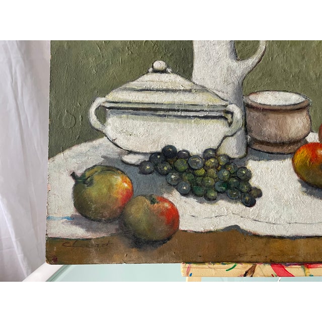 Superb still life on hardboard, signed Clairet lower left. This work displays a remarkable color palette and a handling of...