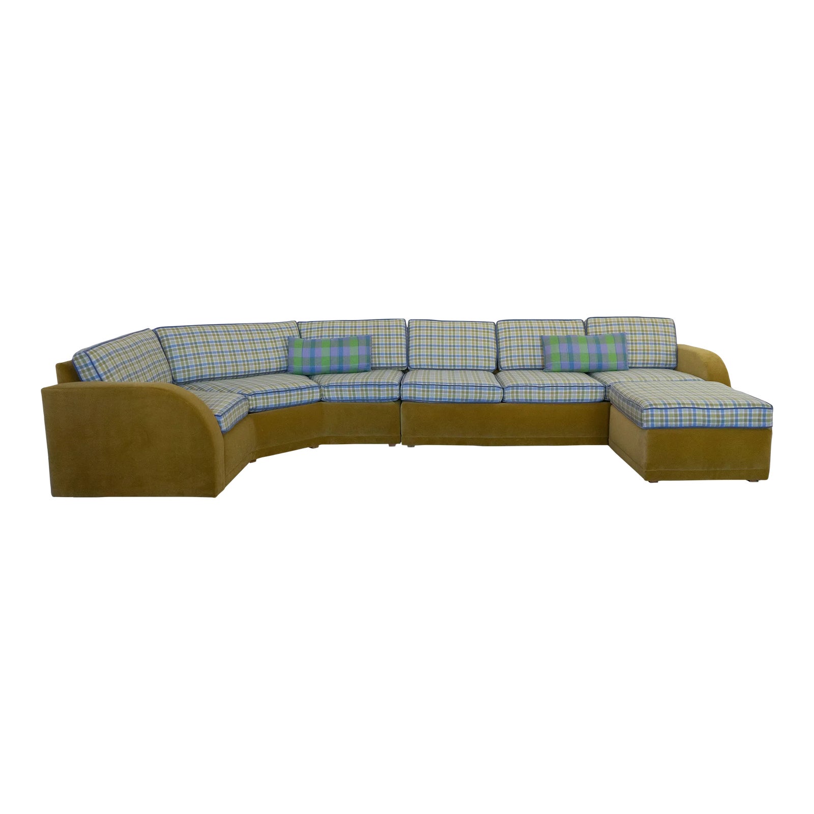 1980s Plaid Sectional Sofa With Ottoman Chairish