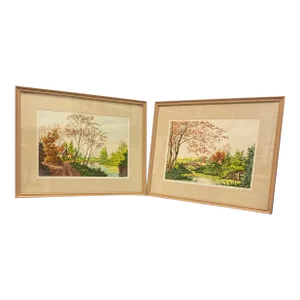 Paul Granville Paris Etching Society Landscape Scenes - a Pair