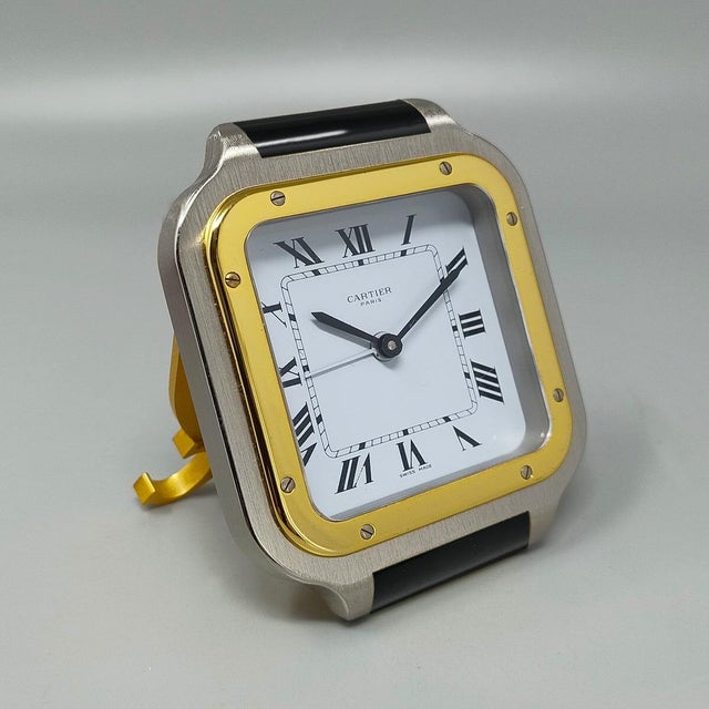 Mid-Century Modern Santos Pendulette Alarm Clock by Cartier, Swiss, 1980s For Sale - Image 3 of 8