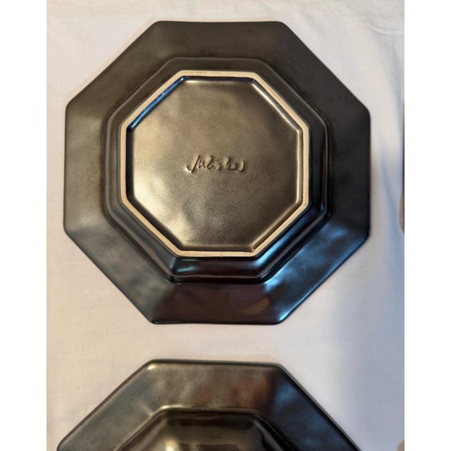 Ceramic Set of 4 Juliska Stoneware Pewter 10” Octagonal Soup/Pasta Bowls For Sale - Image 7 of 9