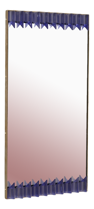 Periwinkle Murano Glass and Brass Wall Mirror, 1990s