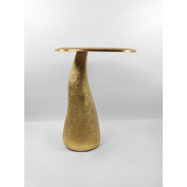 Metal Side Tables in Straw Marquetry and Brass by Ginger Brown, Set of 2 For Sale - Image 7 of 13