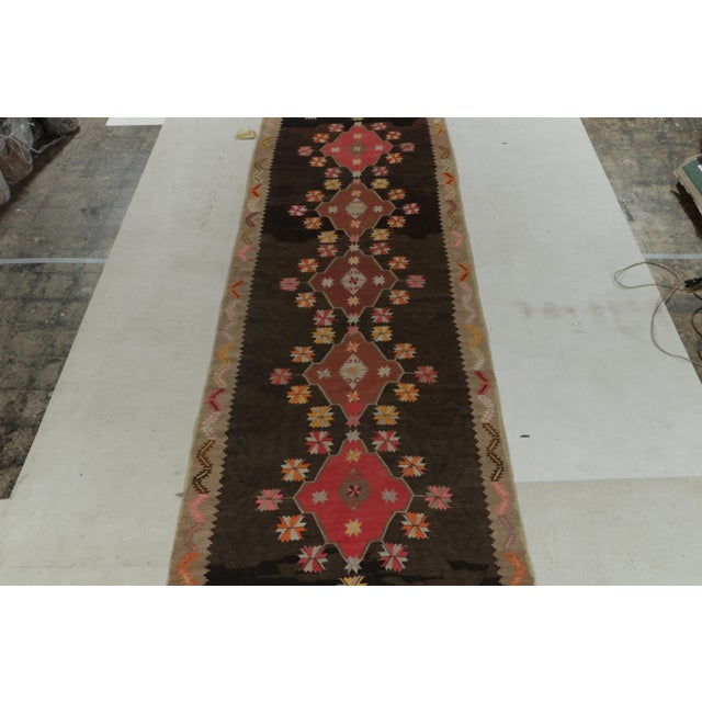 Tribal Vintage Kurdish Kilim Rug With Pink Medallions on Beige-Brown For Sale - Image 3 of 7