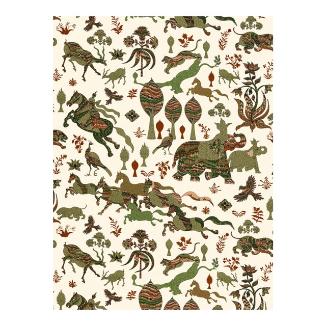 Sample - The House of Scalamandré Legends Print Fabric, Olive Adobe For Sale