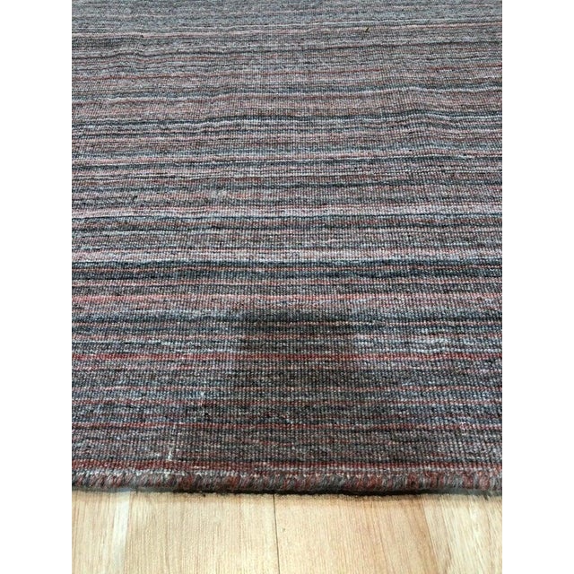5x8 Brown Hand-Knotted Wool Striated Earth Tones Geometric Modern Carpet Rug For Sale - Image 4 of 4