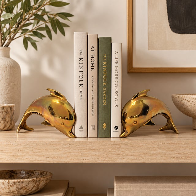 Dolbi Cashier 1980s Dolbi Cashier Solid Brass Dolphin Porpoise Sculptural Bookends - a Pair For Sale - Image 4 of 13