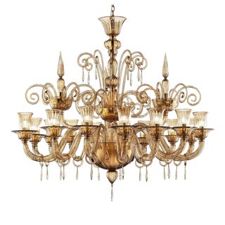 Dark Amber Pagliesco Lively Curls Murano Glass Chandelier by Simoeng for Simoeng For Sale