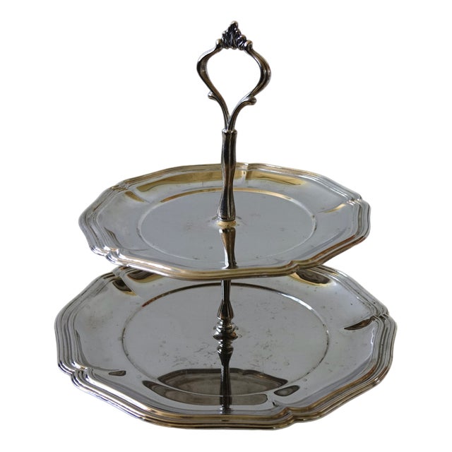 Vintage Silver Plated Two Storied Cake Plate, Sweden, 1900s For Sale