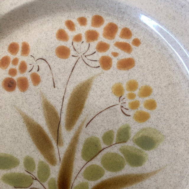 Mid-Century Modern 70's the Classics Hearthside Hand Painted Stoneware "Somerset " Pattern Dinner Plates S/4 For Sale - Image 3 of 7