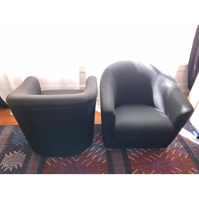 Contemporary Black Upholstered Armchairs - A Pair For Sale - Image 9 of 10