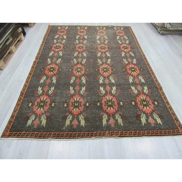 Mid-Century Modern Vintage Turkish Kars Rug - 6′5″ × 9′4″ For Sale - Image 3 of 6