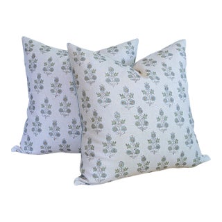 Gp & J Baker Poppy Sprig Pillows in Aqua With Les Touches For Sale