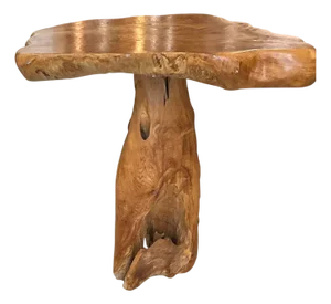 Vintage Abstract Raw Natural Wood Table