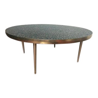 1970s Mosaic Tiled Brass Coffee Table For Sale