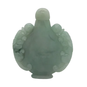 Jade Snuff Bottle With Pair of Foo Dog Chasing Lucky Ball
