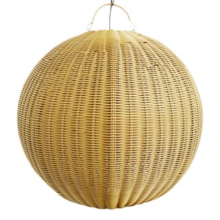 Faux Rattan Globe Pendant Light Medium For Sale