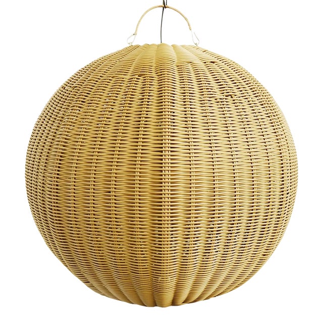 Faux Rattan Globe Pendant Light Medium For Sale