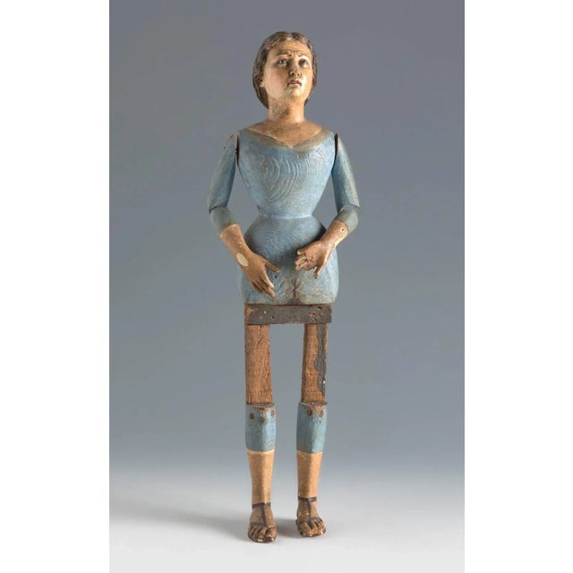 Anonymous Spain; 19th century Polychrome wood, inset glass eyes Approximate size: 37 x 11 x 7 cm An antique ‘Virgin cap I...