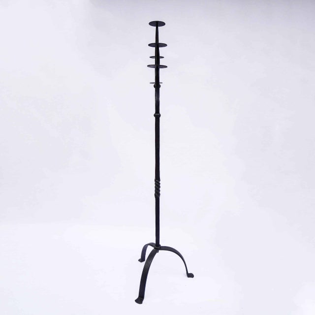 Brutalist Wrought Iron Standing Candleholder, 1890s For Sale - Image 3 of 11